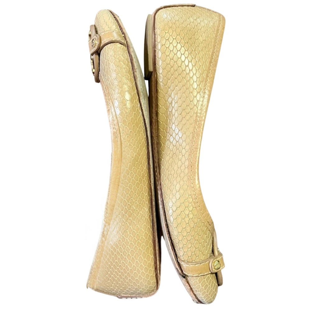 Tory Burch Women's SnakePrint Tan Flats - Picture 4 of 8
